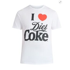 "I Heart Diet Coke" Graphic T-Shirt Mens Medium White Short Sleeve Licensed Tee